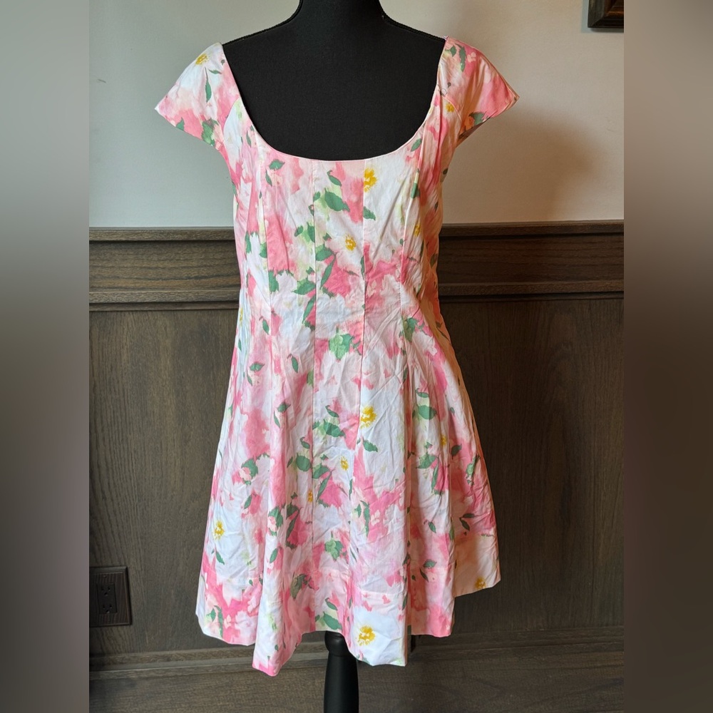 A New Day Pink and Yellow Floral Mini Spring Dress NWT